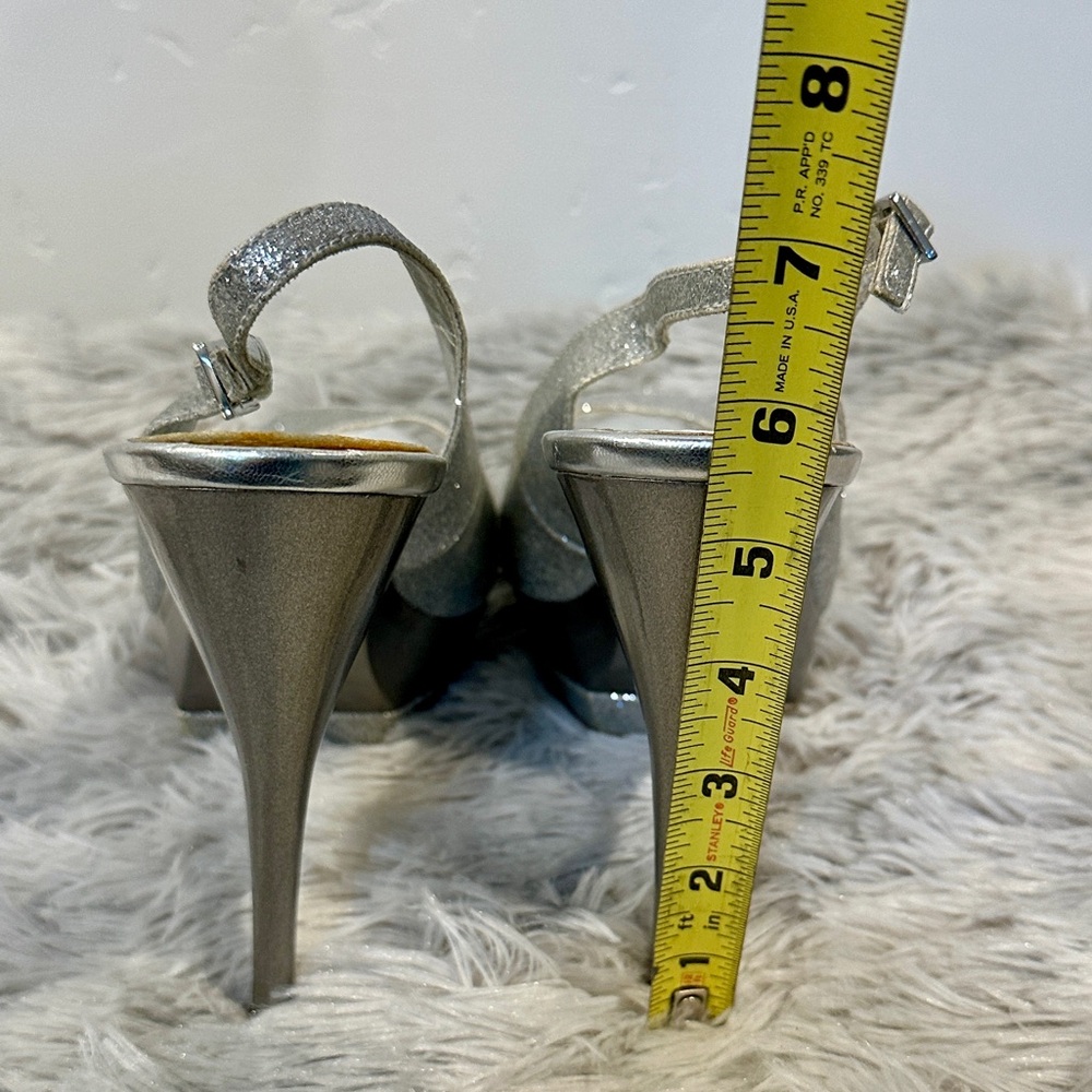 Bakers Silver Glitter Women's Slingback Heels - Picture 8 of 12